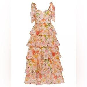 Astr the Label Zirconia Floral Ruffled Maxi Dress